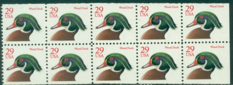 USA-1991-Wood-Duck-booklet-pane-red-MUH