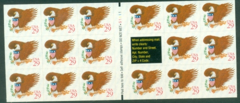 USA-1992-Eagle-PS-booklet-pane-red-MUH