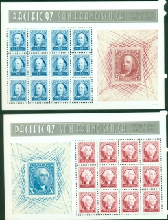 USA-1997-International-Stamp-Exhibition-PACIFIC-97-San-Francisco-2x-panes-MUH