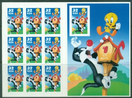 USA-1998-Sylvester-sheetlet-1x-no-diecut-MUH