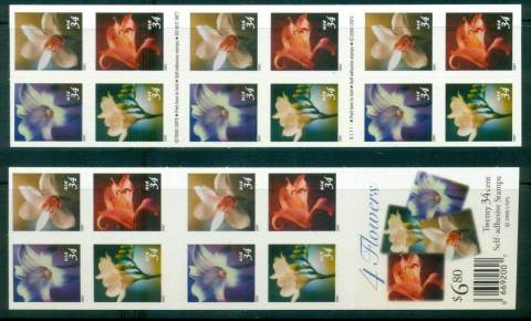 USA-2000-Sc3454-7e-Flowers-Booklet-Pane-20-MUH-lot53638