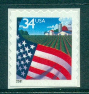 USA-2001-Sc3485-34c-Flag-over-Farm-ex-booklet-Die-cut-11-MUH-lot53711