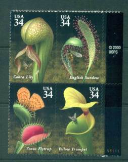 USA-2001-Sc3528-31-Carnivorous-Plants-Blk-4-MUH-lot53765