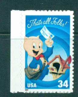 USA-2001-Sc3534a-Porky-Pig-at-Mailbox-MUH-lot53768