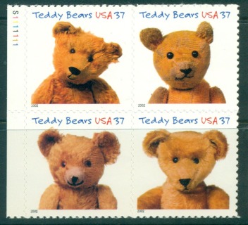 USA-2002-Sc3653-56-Teddy-Bears-Blk-4-MUH-lot53836