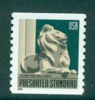 USA-2003-Sc3769-Library-Lion-Coil-Die-cut-10-vert-MUH-lot53857