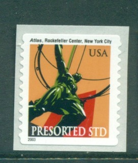 USA-2003-Sc3770-Atlas-Statue-Coil-Die-cut-11-vert-MUH-lot53858