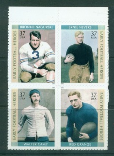 USA-2003-Sc3808-11-Early-Football-heroes-Blk-4-MUH-lot53894