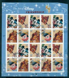 USA-2004-Sc3865-68-Disney-Characters-Pane-20-cut-TR-cornerFU-lot539231