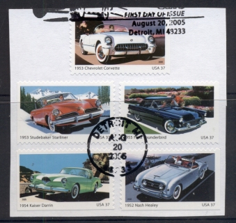 USA-2005-Sc3931-35-Sports-Cars-of-the-50s-on-piece-FU