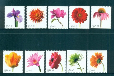 USA-2007-Sc4176-85-Flowers-ex-Booklet-MUH-lot52899