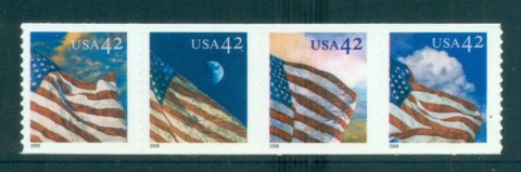 USA-2008-Sc4236-39-Flags-at-Dusk-to-dawn-Coil-Die-cut-11-vert-Str4-MUH-lot52922