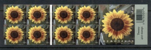 USA-2008-Sunflowers-booklet-pane-double-sided-MUH