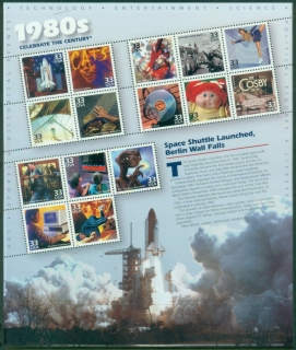 USA-2000-Celebrate-the-Century-1980s-Space-Shuttle-Launched-Berlin-Wall-Falls-MS-MUH-XL-Shipping