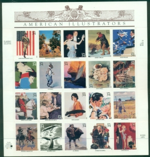 USA-2001-American-Illustrators-pane-MUH-XL-Shipping