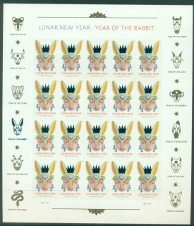 USA-2023-Chinese-New-Year-Year-of-the-Rabbit-sheetlet-MUH-XL-Shipping