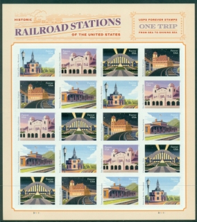 USA-2023-Railroad-Stations-sheetlet-MUH-XL-Shipping