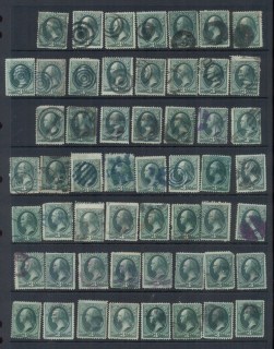 USA-1870-1882-3c-Washington-green-Cancel-collection