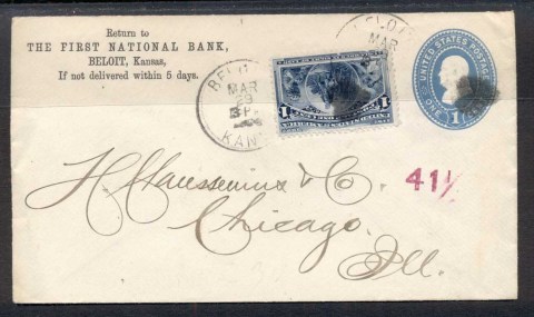 USA-1894-1c-Columbian-uprated-cover-to-Chicago