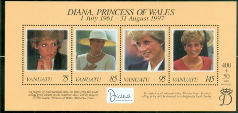 Vanuatu-1998 Princess Diana in Memoriam, Dignified Princess Diana MS