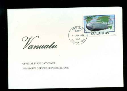 Vanuatu-1984-UPU-Congress-Zeppelin-45c-FDC-lot51721