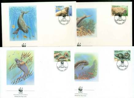 Vanuatu-1988-WWF-Dugongs-4xFDC-lot51723