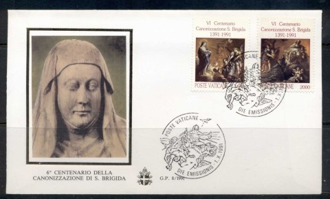 Vatican-1991-Canonization-of-St-Bridget-FDC