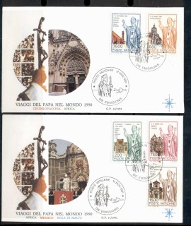 Vatican-1991-Journeys-of-Pope-John-paul-II-2x-FDC