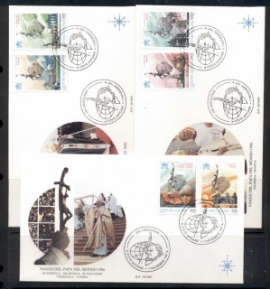 Vatican-1997-Travels-of-Pope-John-Paul-II-3x-FDC