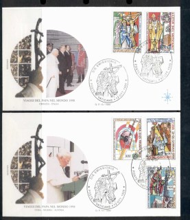 Vatican-1999-Travels-of-Pope-John-Paul-II-2x-FDC