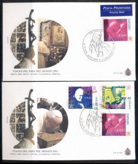 Vatican-2002-Travels-of-Pope-John-Paul-II-2x-FDC