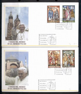 Vatican-2007-Travels-of-Pope-Benedict-XVI-2x-FDC