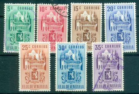 Venezuela-1952-Arms-of-Caracas-Buildings7-MLH-FU-Lot46796