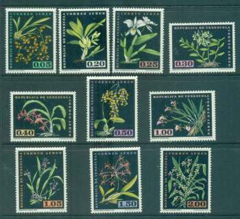 Venezuela-1962-Air-Mail-Orchids-MLH-Lot46838