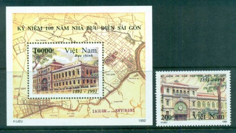 Vietnam-1992-Saigon-Post-Office-Cent-MS-MUH-lot83719