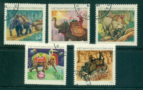 Vietnam-North-1974-Elephants-FU-lot33834