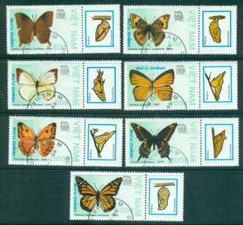 Vietnam-North-1989-Butterflies-tabs-FU-lot33928