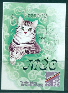 Vietnam-North-1990-Cats-Belgica-90-MS-IMPERF-FU-lot33926