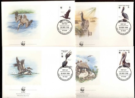 Virgin-is-1988 WWF Brown Pelican 4xFDC