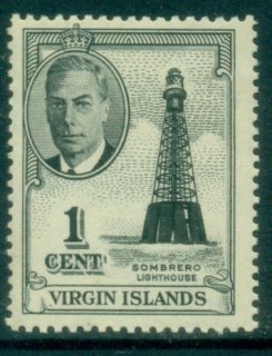 Virgin-Is-1952-KGVI-Pictorial-1c-Sombrero-Lighthouse-MLH