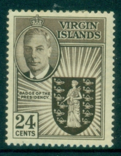 Virgin-Is-1952-KGVI-Pictorial-24c-Badge-of-the-Presidency-MLH