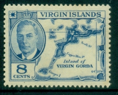 Virgin-Is-1952-KGVI-Pictorial-8c-Map-of-Virgin-Gorda-MLH