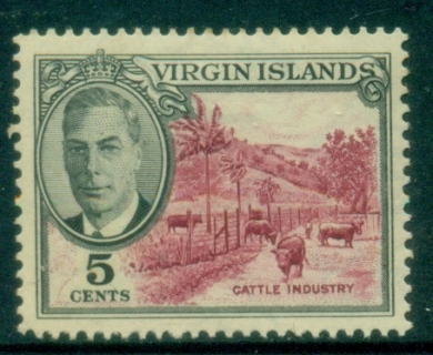 Virgin-Is-1952-KGVI-Pictorial-5c-Cattle-MLH