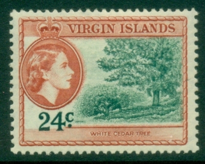 Virgin-Is-1956-QEII-Pictorial-24c-White-Cedar-Tree-MLH