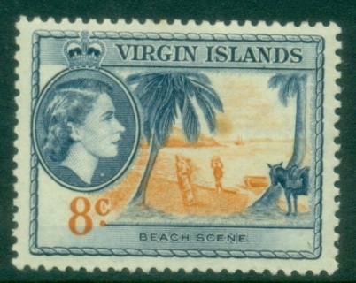 Virgin-Is-1956-QEII-Pictorial-8c-Beach-Scene-MLH