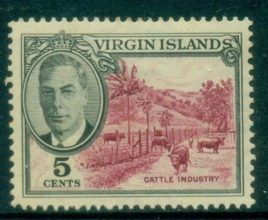 Virgin-Is-1952-KGVI-Pictorial-5c-Cattle-MLH