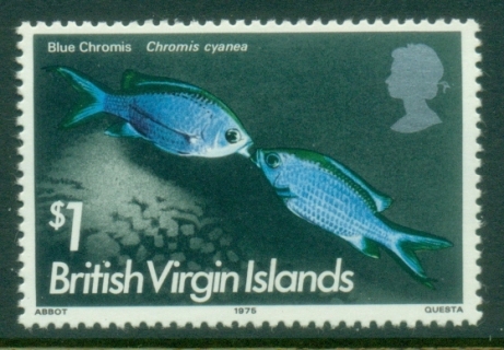 Virgin-Is-1975-Pictorial-Fish-1-Blue-Chromis-MLH
