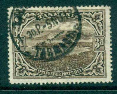 Tasmania-1899-1912-3d-Brown-Pictorial-Spring-River-FU-Lot28223