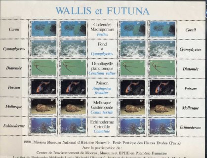 Wallis-Futuna-1981 Fish, Coral, Shell, sheetlet