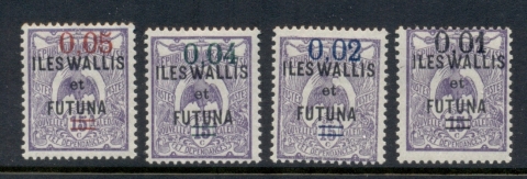 Wallis-Futuna-1921 Opts. On New Caledonia Kagu Surch